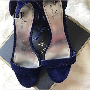 Blue Velvet Open-Toe Heels | Gently Used | Size 8